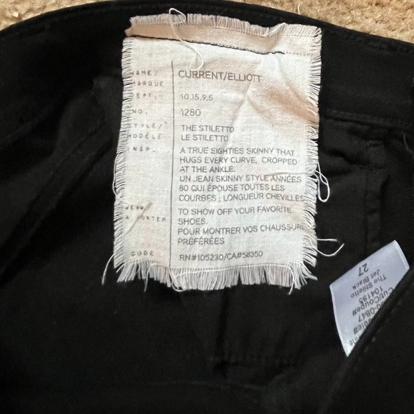 NWOT Current/Elliott The Stiletto Jet Black Jeans 27 - Picture 6 of 9